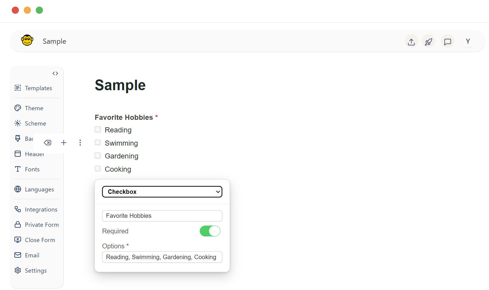 Configure checkbox field option