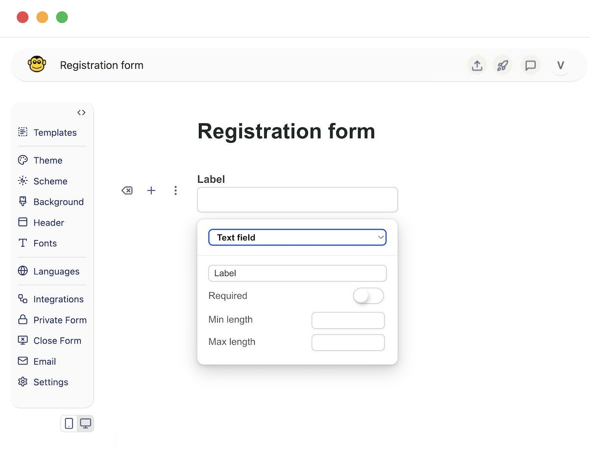 Field option modal