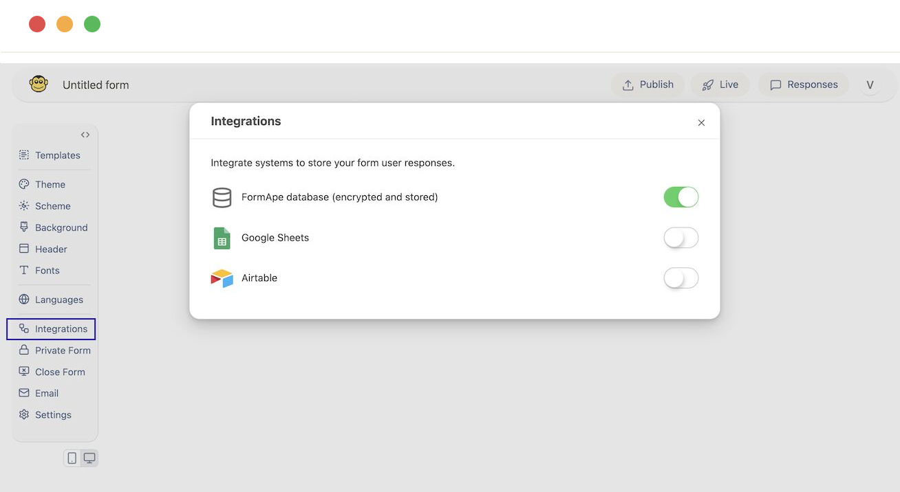 FormApe 3rd party integration