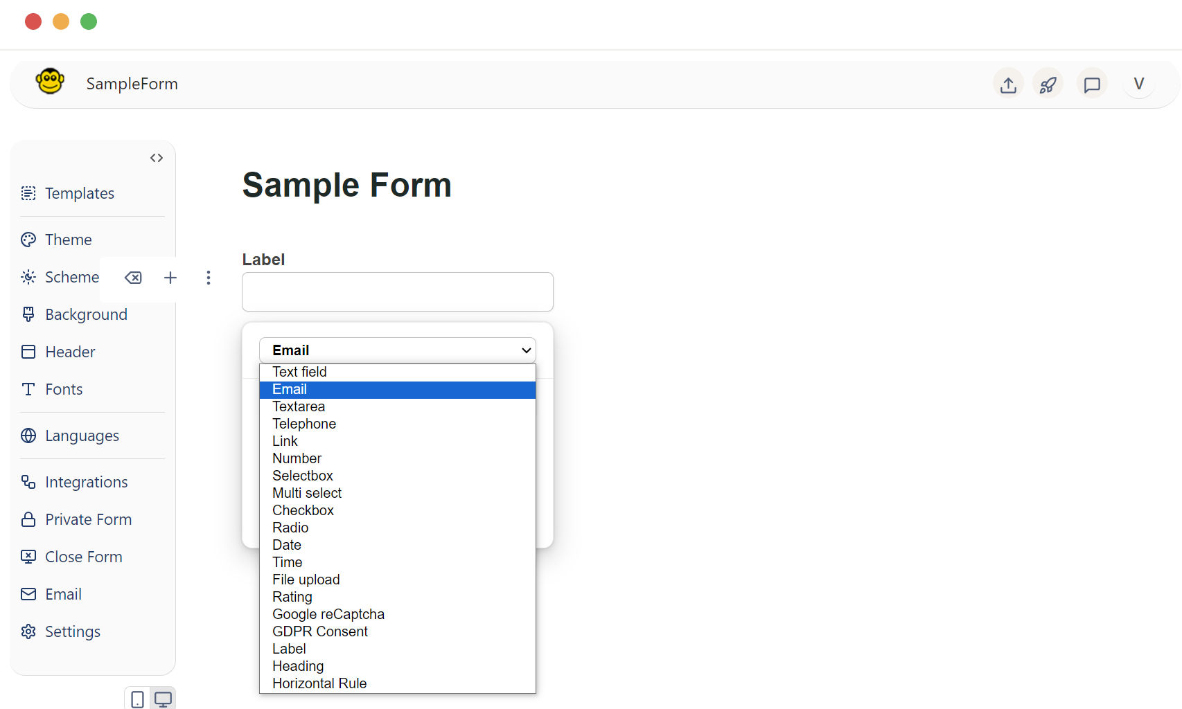 Form email field type