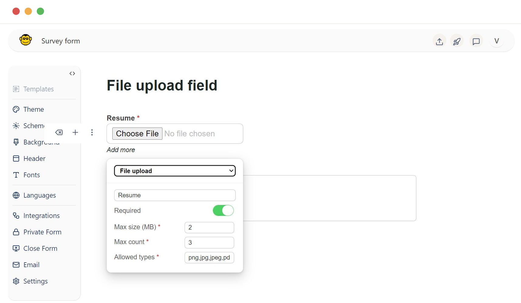 File upload field