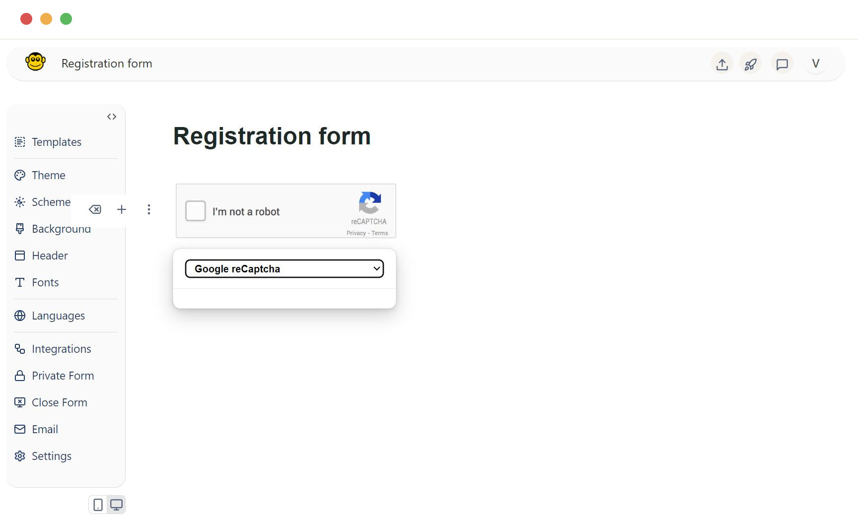 Form google recaptcha field