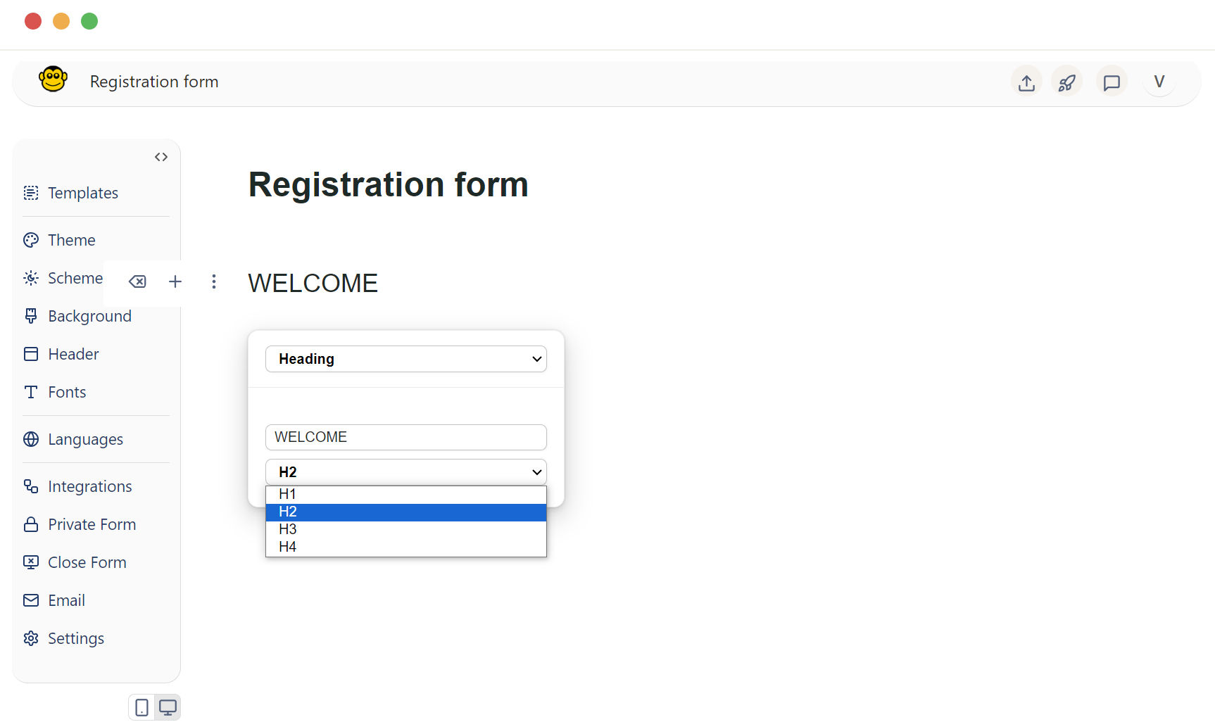 Form heading field