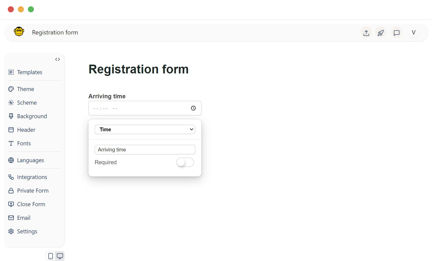 Form time field