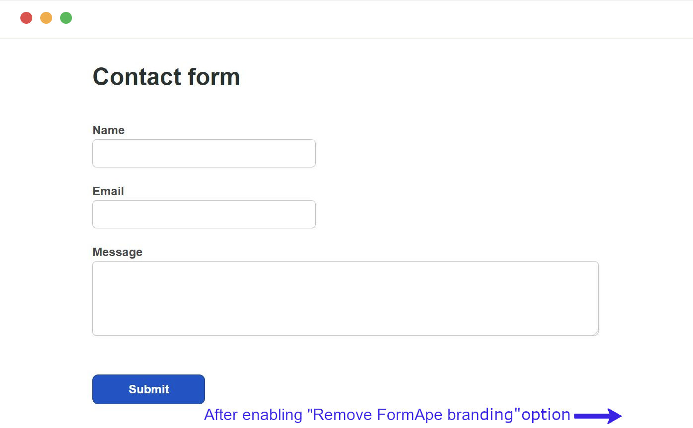 After remove formape branding option