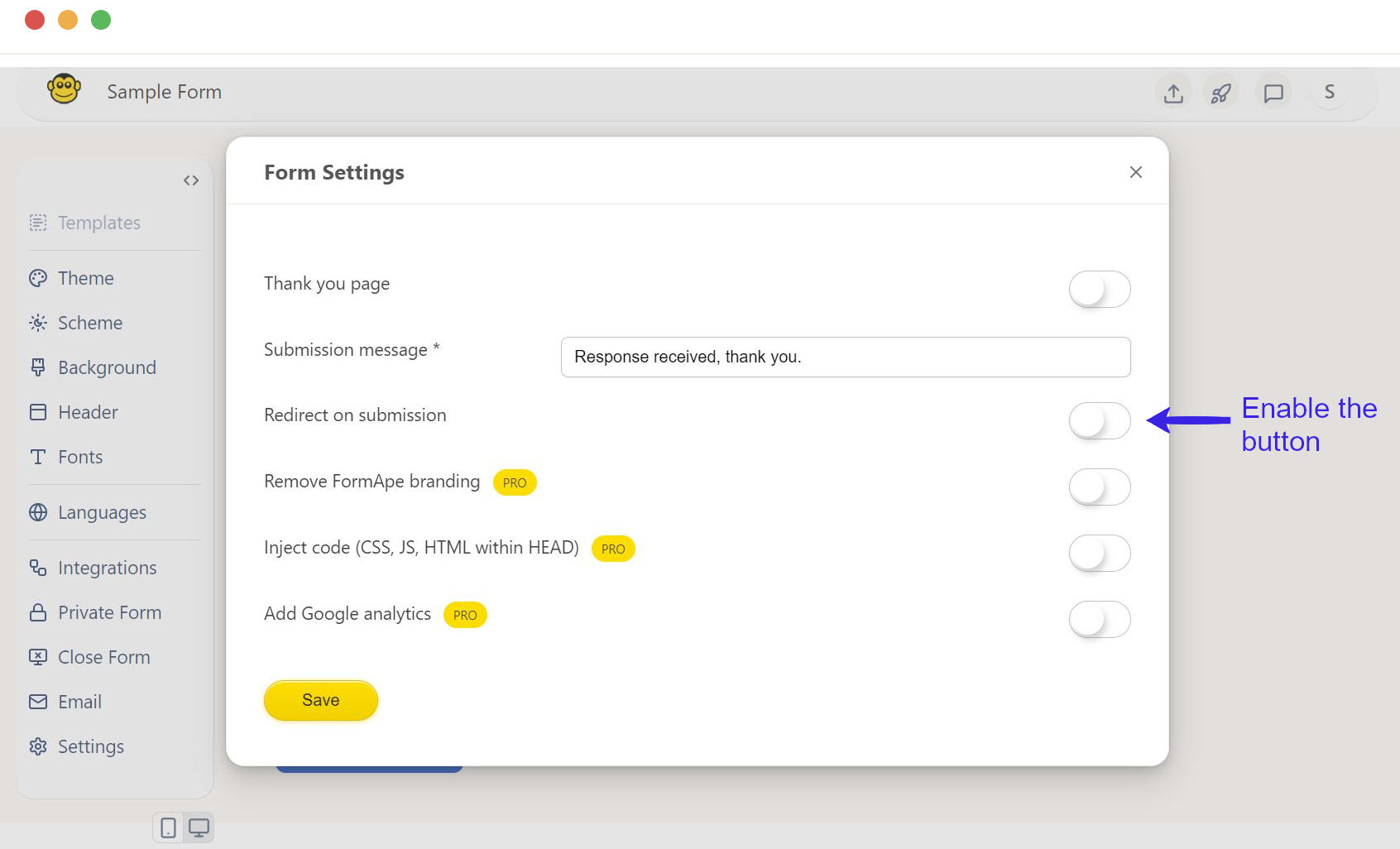 Enable redirect submission