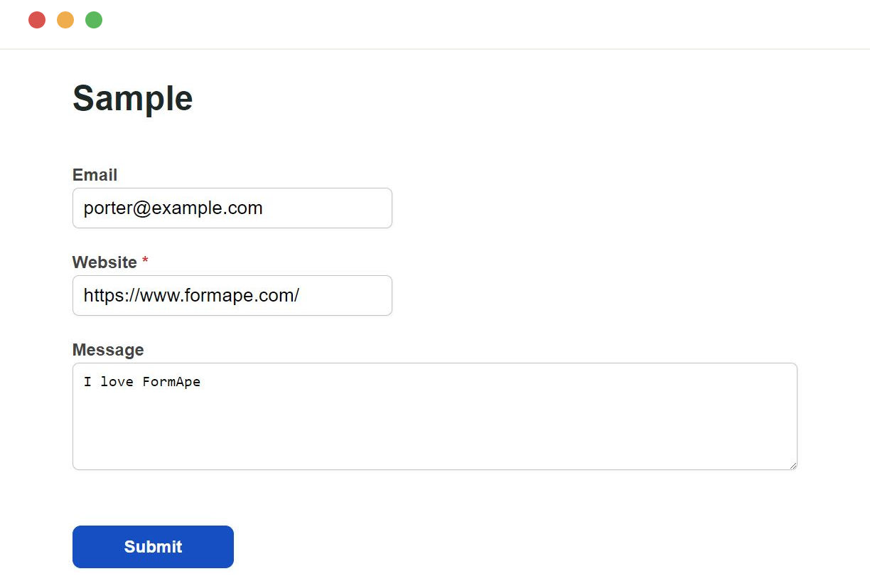 Sample link field form