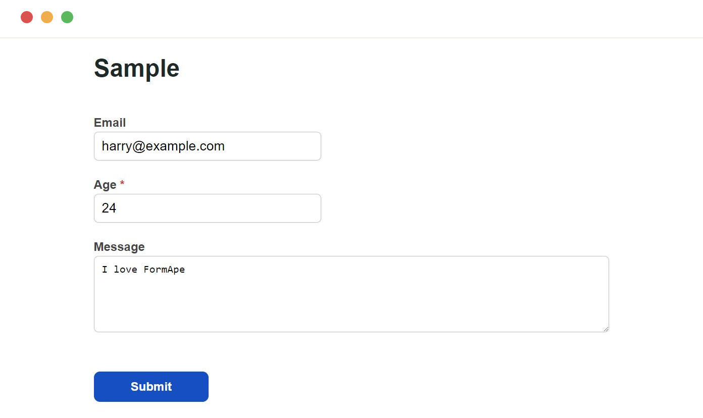 Sample number field form