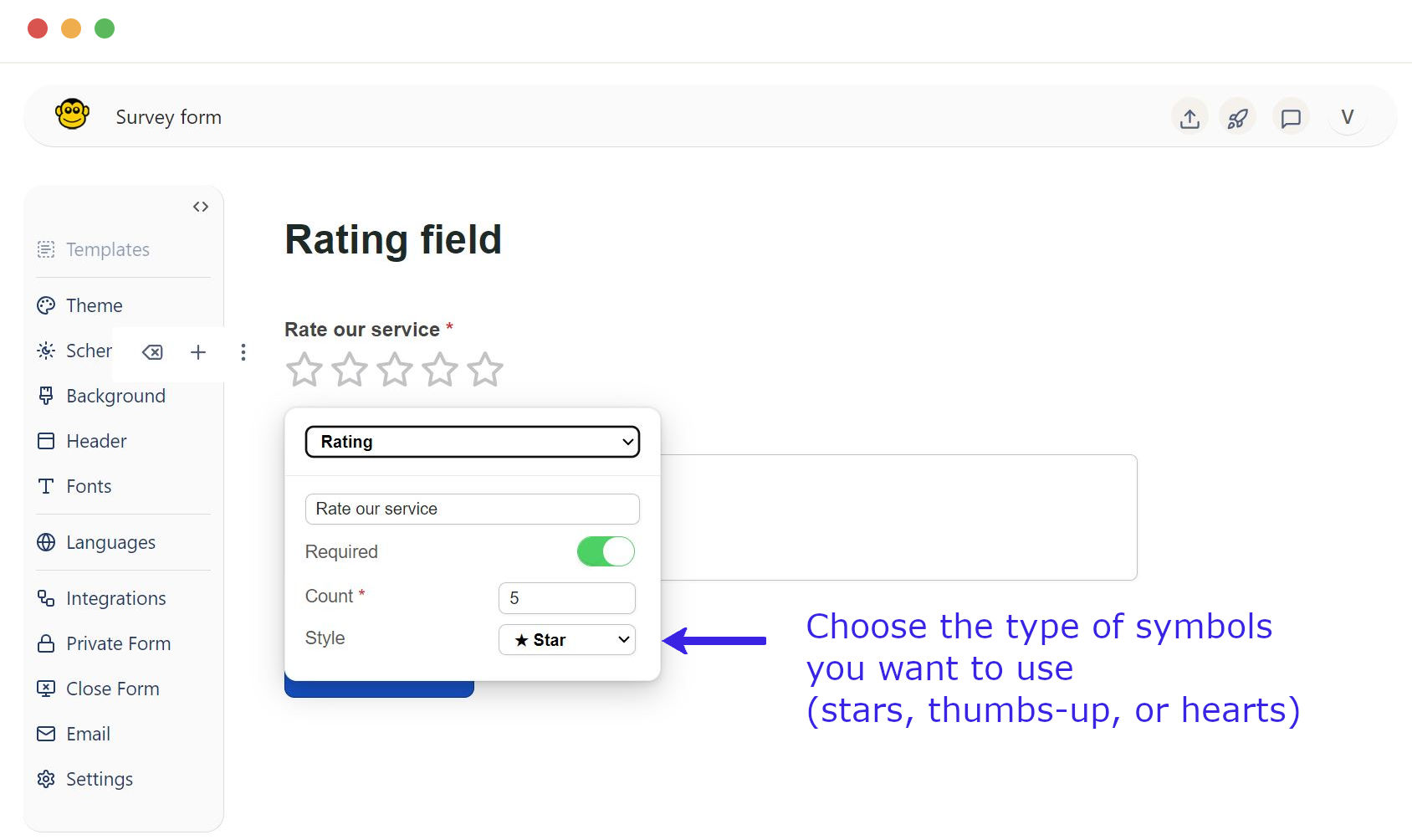 Rating field option