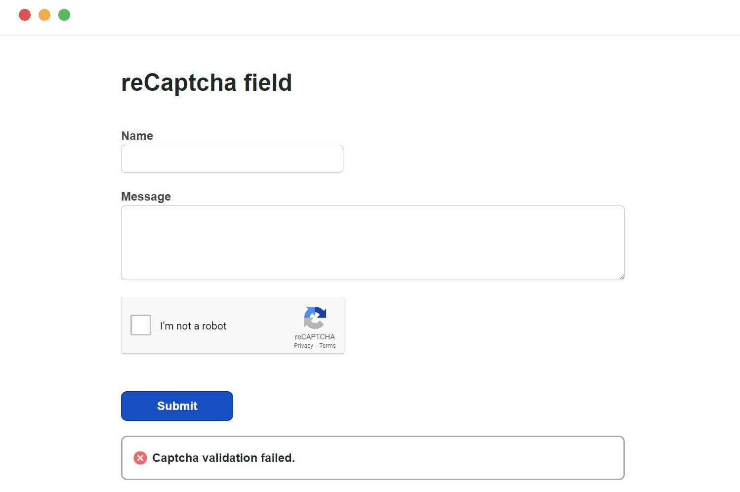 Recaptcha failed