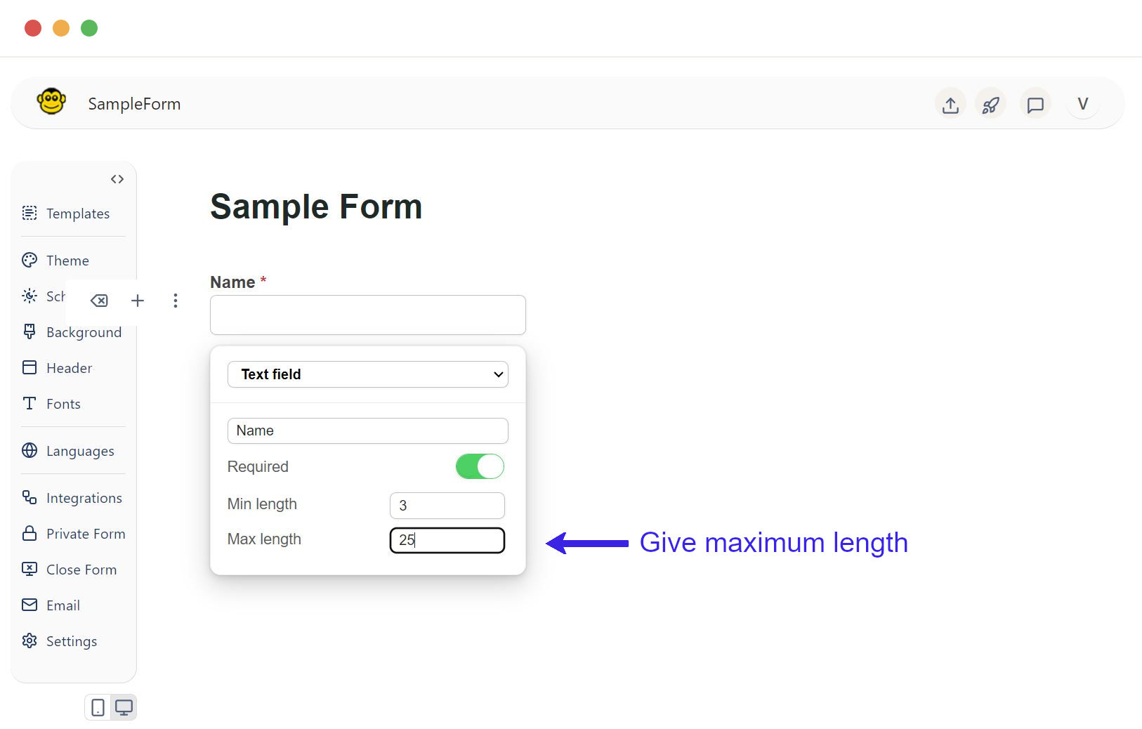 Text field maximum length