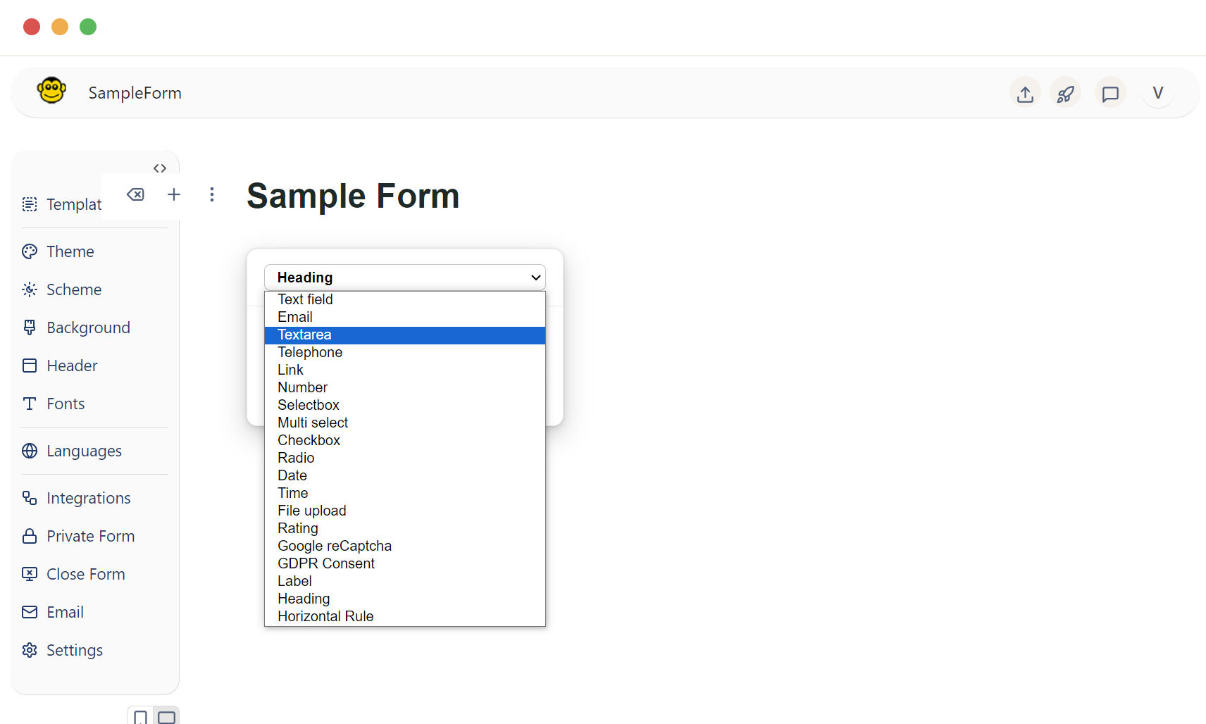 Form textarea field