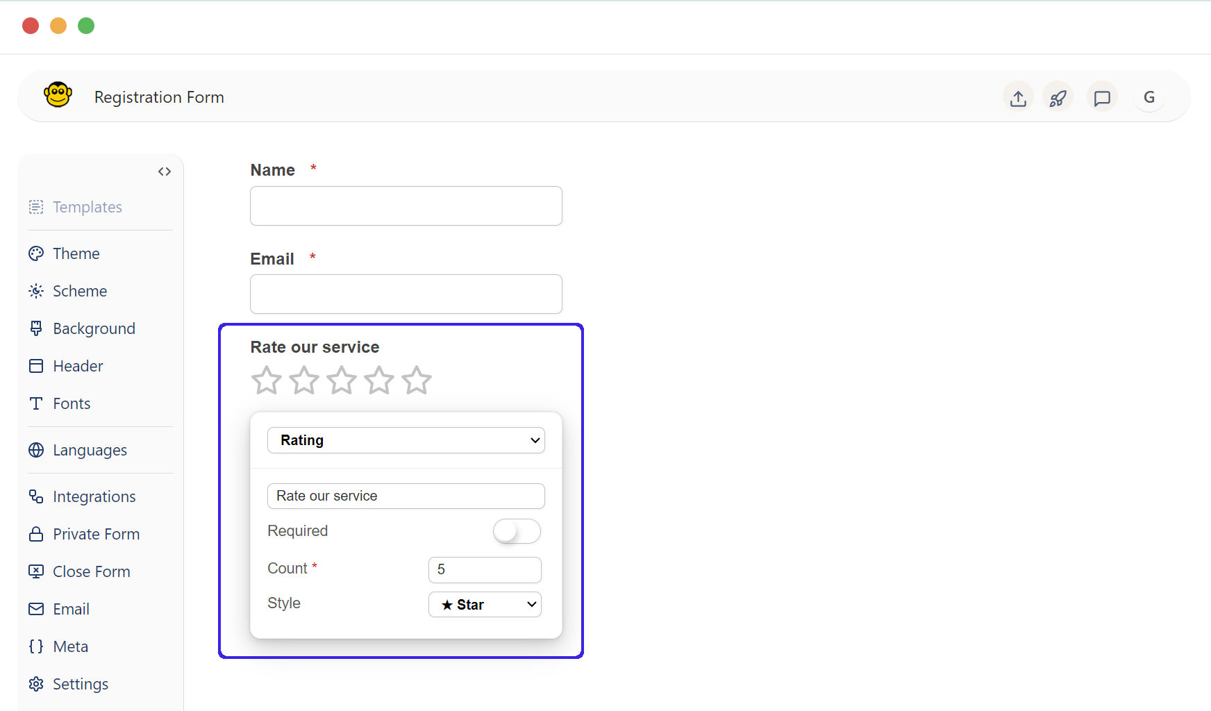 Rating field